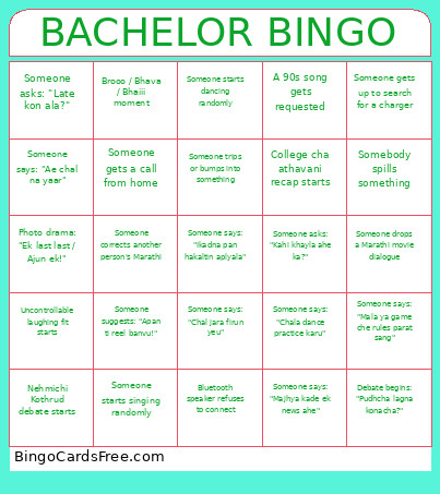 BACHELOR Bingo Card