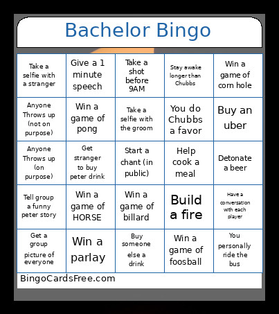Bachelor Bingo Card