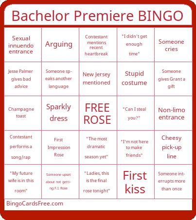 Bachelor Premiere BINGO