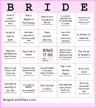Bachelorette 1 Bingo