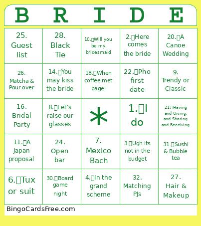 Bachelorette Bingo