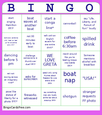 BACHELORETTE Bingo Card