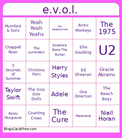 Bachelorette E.V.O.L. Bingo Card