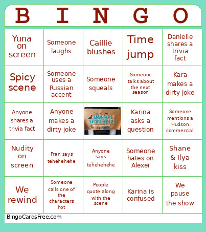 Bachelorette Heated Rivalry Bingo Card