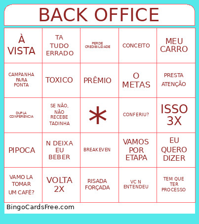 BACK OFFICE Bingo Card