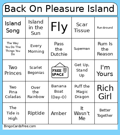 Back On Pleasure Island Bingo Card