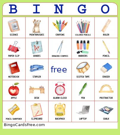 Back to School Bingo