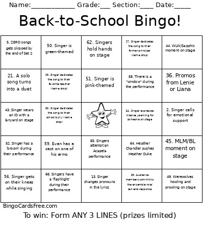 Back-to-School ! Bingo Card