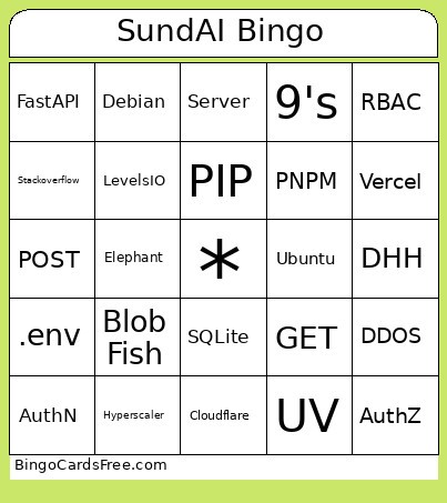 Backends-001 Bingo Card