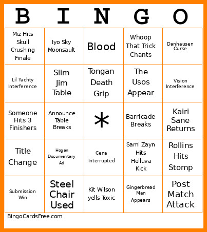 Backlash Bingo Card