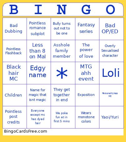 Bad anime bingo