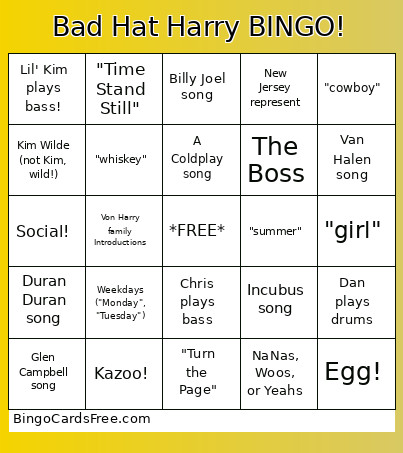 Bad Hat Harry ! Bingo Card