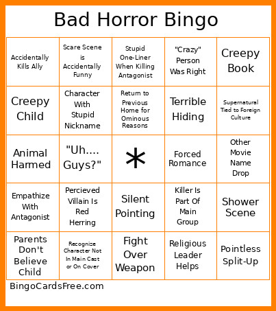 Bad Horror Bingo Card