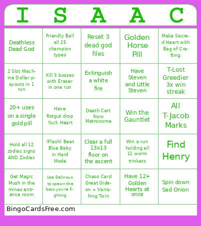 bad isaac bingo