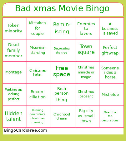 Bad Xmas Movie Bingo Card