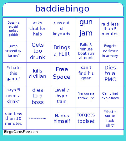 Baddie Bingo Card