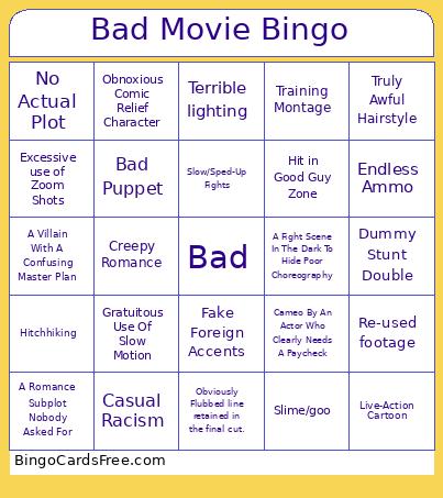 BadMovieetgneskjhgksh2 Bingo