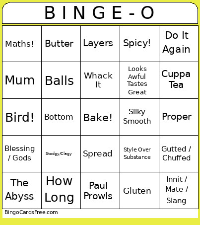 BAKE OFF Rev 1.0 (Paul Prue Noel Sandy) Bingo Card