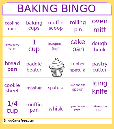 BAKING Bingo Card