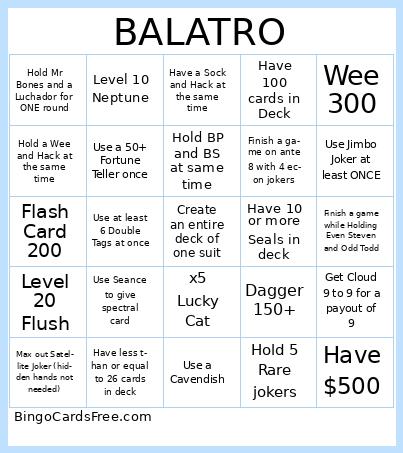 Balatro Test Bingo