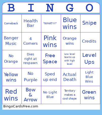 Ball Territory War Bingo Card