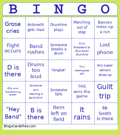 Band 2026 Bingo Card