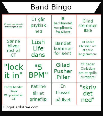 Band Bingo Card