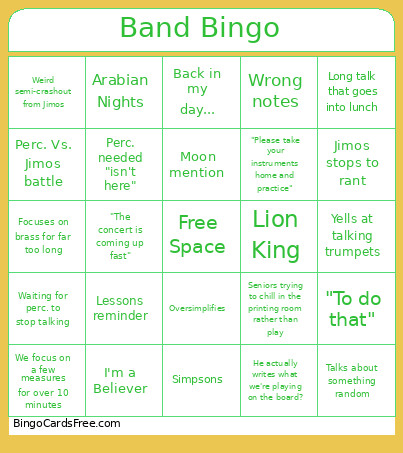 Band Bingo Card
