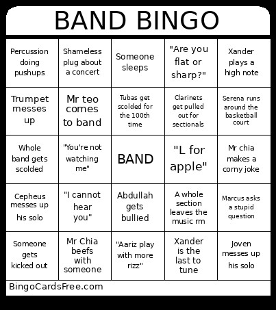 Band Bingo Card 2