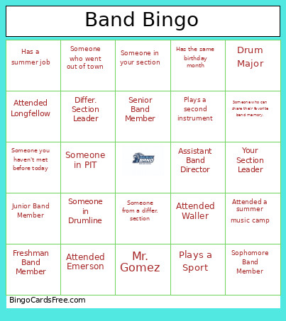 Band Bingo Card