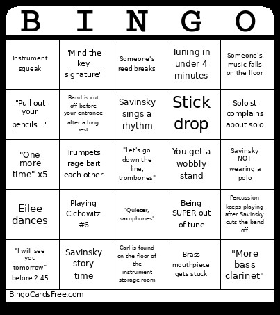 Band Bingo Card