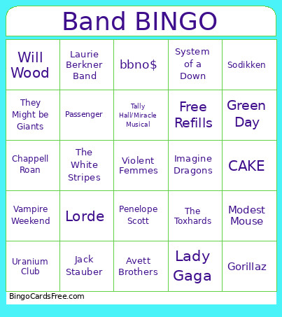 Band Bingo Card