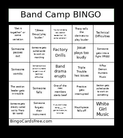 Band Camp Bingo