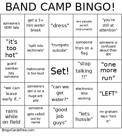 BAND CAMP ! Bingo Card