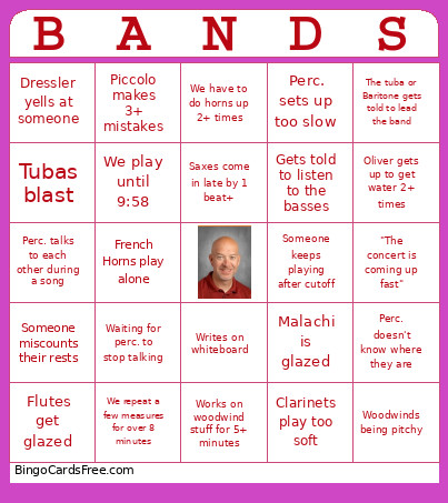 Bands Bingo Card