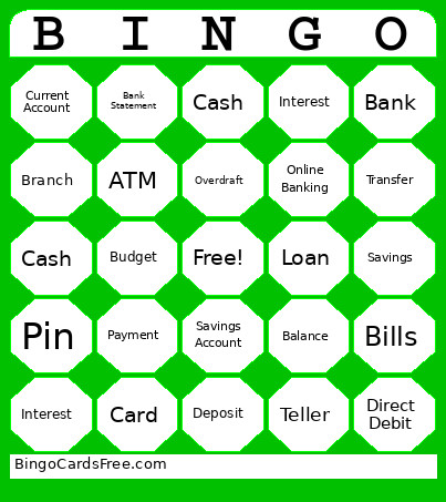 Banking Bingo Card