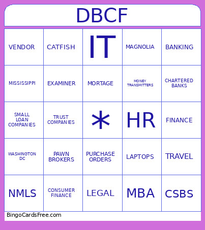 BANKING AND CONSUMER Bingo Card