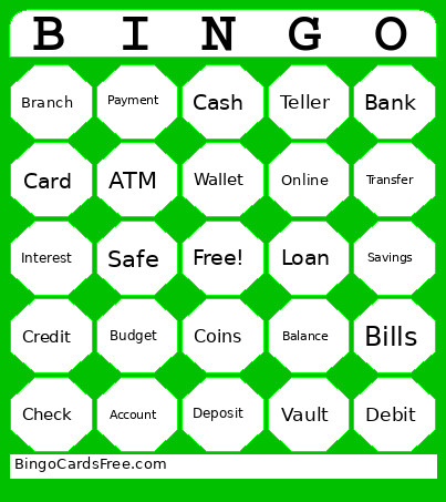 Banking Bingo Card