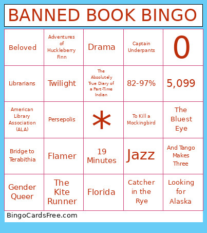 Banned Book Bingo Card