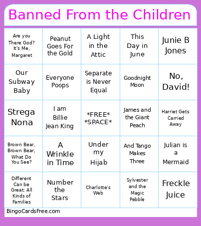 Banned Books : Children Bingo Card