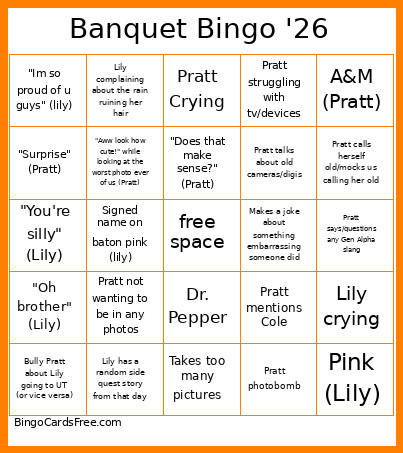 Banquet '26 Bingo Card