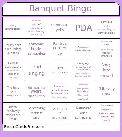 Banquet Bingo Card