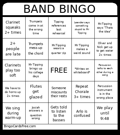 Bans Bingo Card