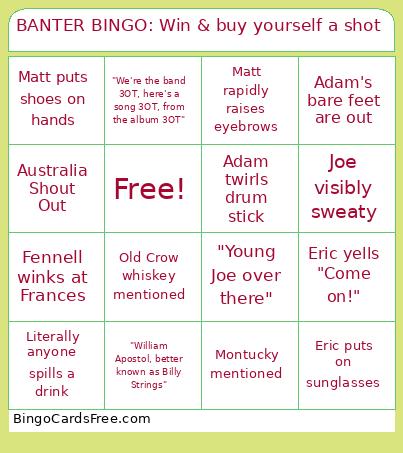 Banter Bingo Cards Free Pdf Printable Game, Title: BANTER BINGO: Win & buy yourself a shot