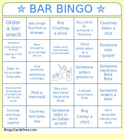 ✮ BAR ✮ Bingo Card