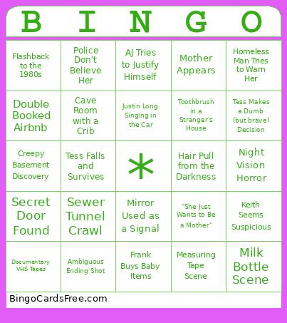Barbarian Movie Bingo Card