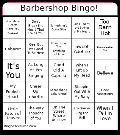 Barbershop ! Bingo Card