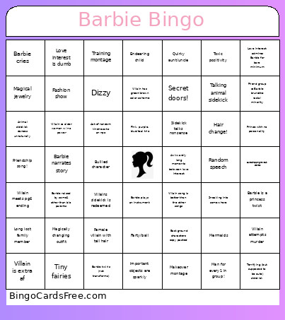 Barbie Bingo Card
