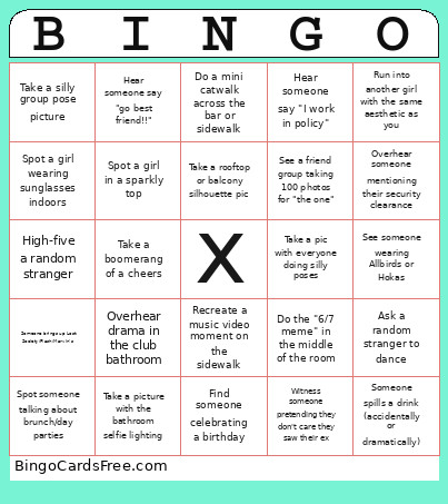BarCrawl Bingo Card