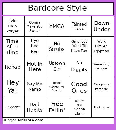 Bardcore Style Bingo